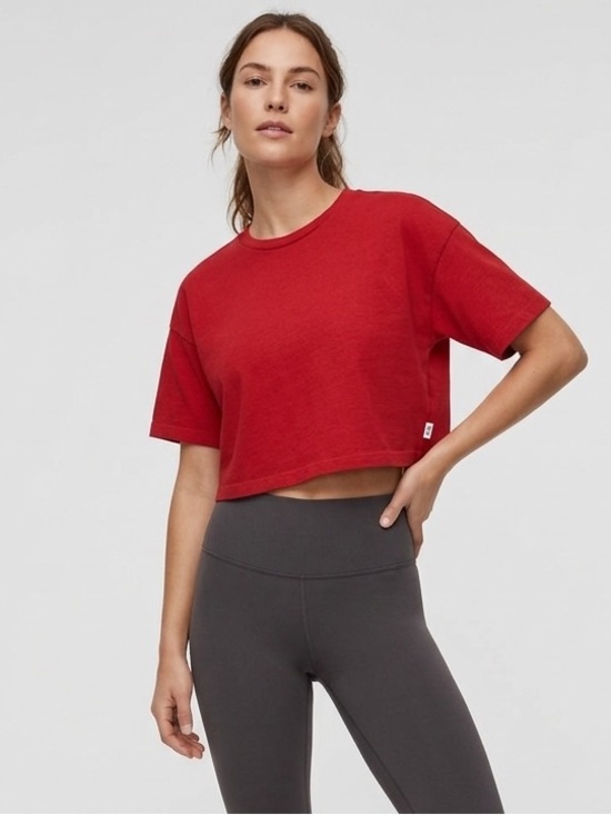 TNA Tops - Aritzia Tna Cropped Boxy Tee – Red, Size M #158